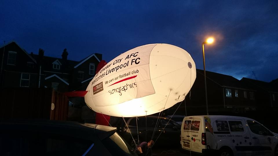 Exeter vs Liverpool Game Blimp Rental!